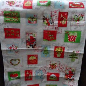 CHRISTOPHER VINE DESIGN Christmas Stamp Cotton Tea Towel
